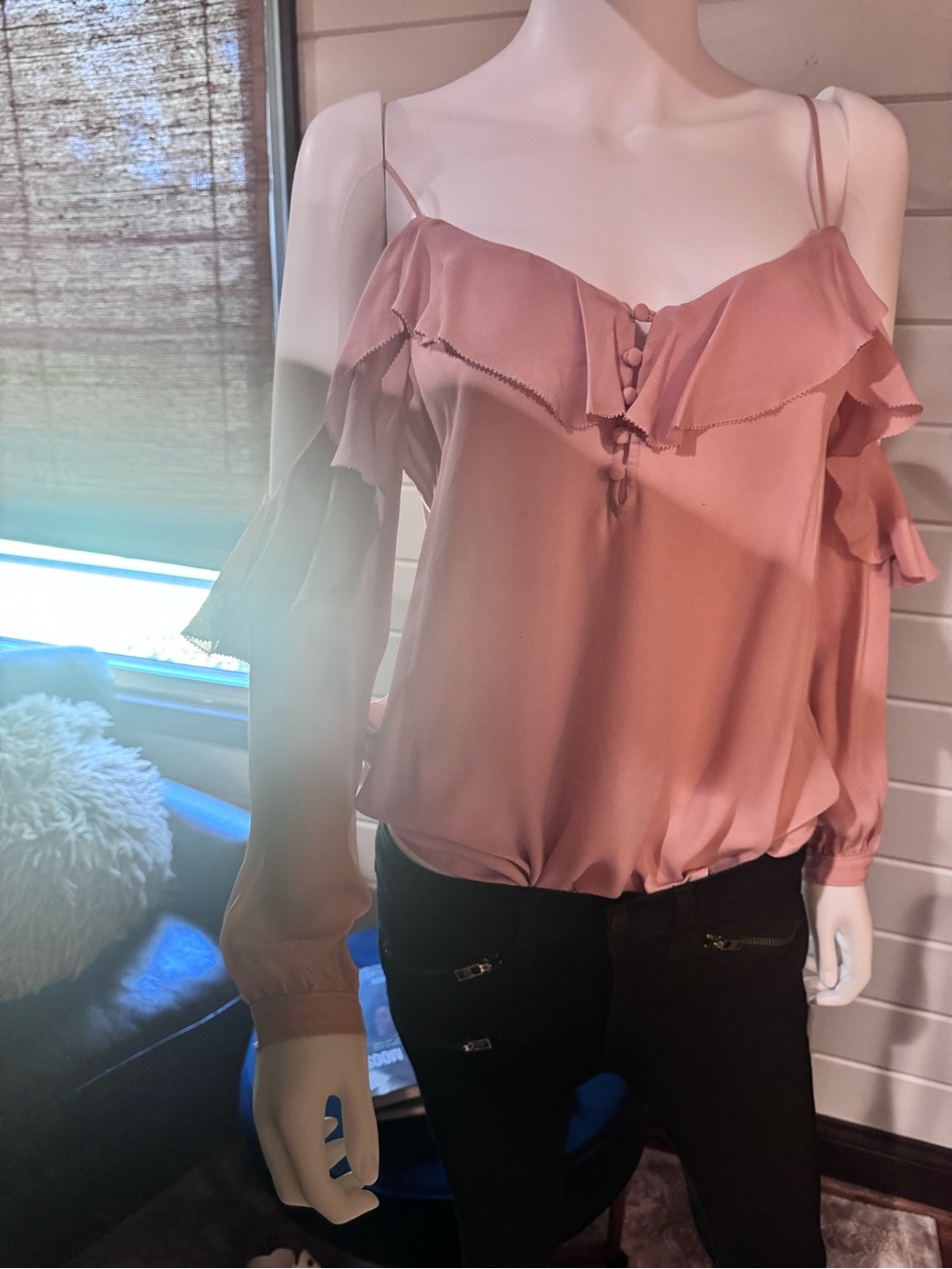 rag & bone Dusty Rose Cold-Shoulder Ruffle Blouse - Picture 6 of 9